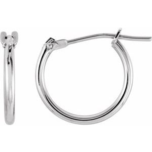 14K White 12.5 mm Hinged Hoop Earrings -19100:600:P-ST-WBC