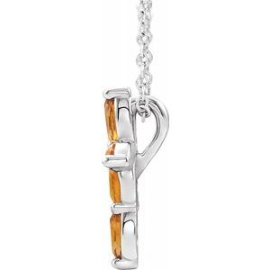 Platinum Citrine Cross Necklace-R42377:6143:P-ST-WBC