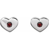 Sterling Silver Mozambique Garnet Heart Earrings          -86336:608:P-ST-WBC