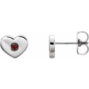 Sterling Silver Mozambique Garnet Heart Earrings          -86336:608:P-ST-WBC
