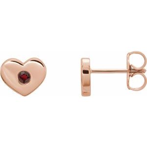 14K Rose Mozambique Garnet Heart Earrings          -86336:606:P-ST-WBC