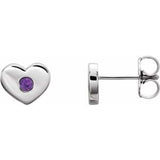 14K White Amethyst Heart Earrings            -86336:609:P-ST-WBC