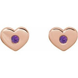 14K Rose Amethyst Heart Earrings            -86336:611:P-ST-WBC
