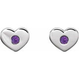 Sterling Silver Amethyst Heart Earrings            -86336:613:P-ST-WBC
