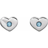 14K White Aquamarine Heart Earrings              -86336:614:P-ST-WBC