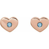 14K Rose Aquamarine Heart Earrings              -86336:616:P-ST-WBC