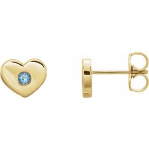 14K Yellow Aquamarine Heart Earrings              -86336:615:P-ST-WBC