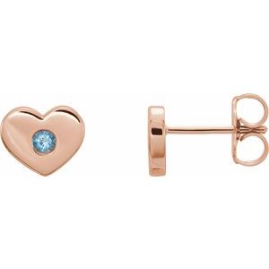 14K Rose Aquamarine Heart Earrings              -86336:616:P-ST-WBC