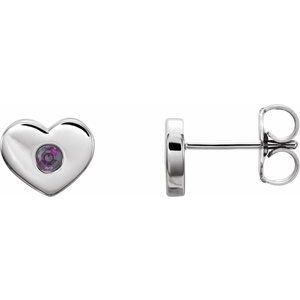 Sterling Silver Chatham¬Æ Lab-Created Alexandrite Heart Earrings      -86336:638:P-ST-WBC