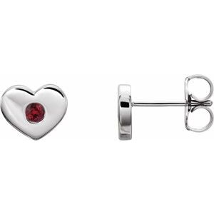 Sterling Silver Ruby Heart Earrings                   -86336:643:P-ST-WBC