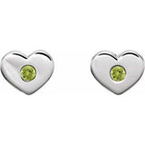 Sterling Silver Peridot Heart Earrings                     -86336:653:P-ST-WBC