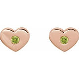 14K Rose Peridot Heart Earrings                     -86336:651:P-ST-WBC
