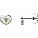 Platinum Peridot Heart Earrings                     -86336:652:P-ST-WBC