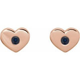 14K Rose Blue Sapphire Heart Earrings                      -86336:656:P-ST-WBC