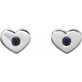 Sterling Silver Blue Sapphire Heart Earrings                      -86336:658:P-ST-WBC