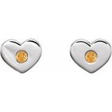 Platinum Citrine Heart Earrings                          -86336:672:P-ST-WBC