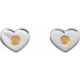 Sterling Silver Citrine Heart Earrings                          -86336:673:P-ST-WBC