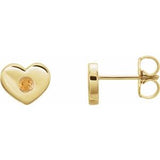 14K Yellow Citrine Heart Earrings                          -86336:670:P-ST-WBC