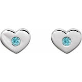 Sterling Silver Blue Zircon Heart Earrings                            -86336:678:P-ST-WBC