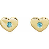 14K Yellow Blue Zircon Heart Earrings                            -86336:675:P-ST-WBC
