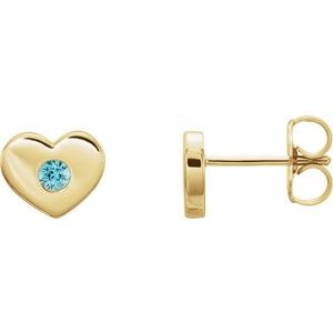14K Yellow Blue Zircon Heart Earrings                            -86336:675:P-ST-WBC