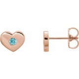 14K Rose Blue Zircon Heart Earrings                            -86336:676:P-ST-WBC