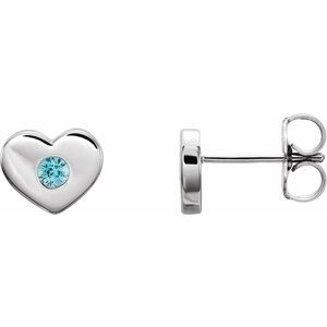 14K White Blue Zircon Heart Earrings                            -86336:674:P-ST-WBC