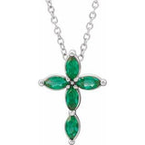 Platinum Emerald Cross Necklace-R42377:6103:P-ST-WBC