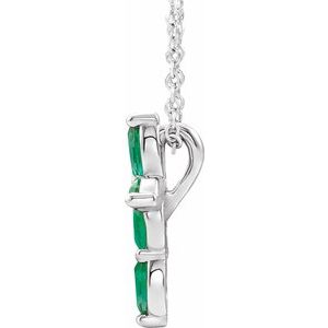 Platinum Chatham¬Æ Created Emerald Cross Necklace-R42377:6108:P-ST-WBC