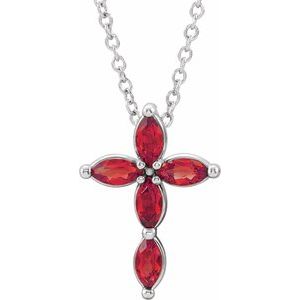 Platinum Chatham¬Æ Created Ruby Cross Necklace-R42377:6123:P-ST-WBC