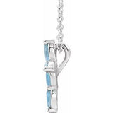 Platinum Aquamarine Cross Necklace-R42377:6088:P-ST-WBC