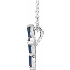 Platinum Blue Sapphire Cross Necklace-R42377:6133:P-ST-WBC