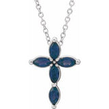 Platinum Blue Sapphire Cross Necklace-R42377:6133:P-ST-WBC