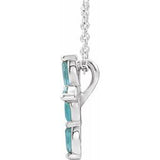 Platinum Blue Zircon Cross Necklace-R42377:6148:P-ST-WBC