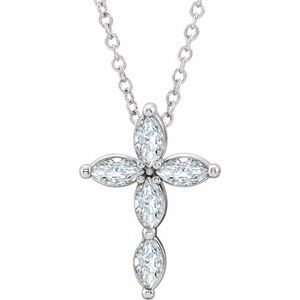 Platinum Sapphire Cross Necklace-R42377:6093:P-ST-WBC