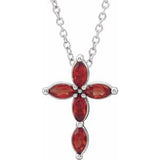 Platinum Mozambique Garnet Cross Necklace-R42377:6078:P-ST-WBC