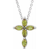 Platinum Peridot Cross Necklace-R42377:6128:P-ST-WBC