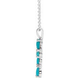 Platinum Cabochon Turquoise Cross 16-18" Necklace-R42378:623:P-ST-WBC