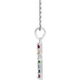 Platinum Multi-Gemstone Cross 16-18" Necklace-R42381:608:P-ST-WBC