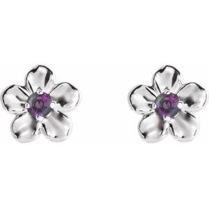 Platinum Youth Imitation June Birthstone Flower Earrings -86737:628:P-ST-WBC