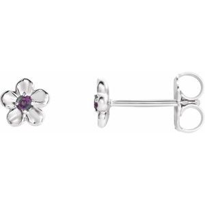 Platinum Youth Imitation June Birthstone Flower Earrings -86737:628:P-ST-WBC