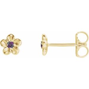 14K Yellow Youth Imitation June Birthstone Flower Earrings -86737:626:P-ST-WBC