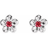 Platinum Youth Imitation July Birthstone Flower Earrings -86737:633:P-ST-WBC