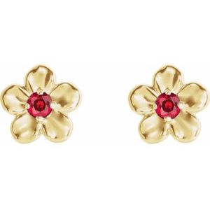 14K Yellow Youth Imitation July Birthstone Flower Earrings -86737:631:P-ST-WBC