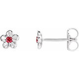 Platinum Youth Imitation July Birthstone Flower Earrings -86737:633:P-ST-WBC