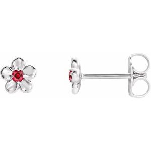 Platinum Youth Imitation July Birthstone Flower Earrings -86737:633:P-ST-WBC