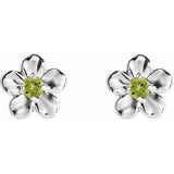 Platinum Youth Imitation August Birthstone Flower Earrings -86737:638:P-ST-WBC