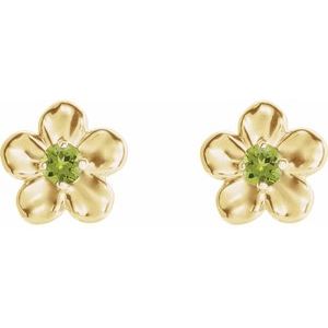 14K Yellow Youth Imitation August Birthstone Flower Earrings -86737:636:P-ST-WBC