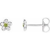 Platinum Youth Imitation August Birthstone Flower Earrings -86737:638:P-ST-WBC