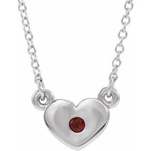 Sterling Silver Mozambique Garnet Heart 16" Necklace          -86335:60003:P-ST-WBC